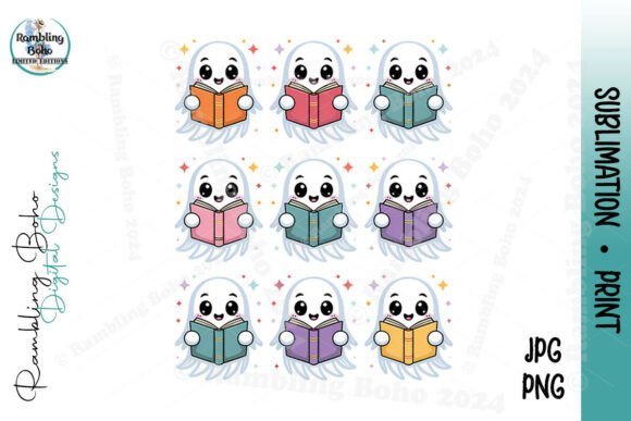 9-Grid Boujee Ghosts Reading Books Cute: A Versatile Design for Creative Projects