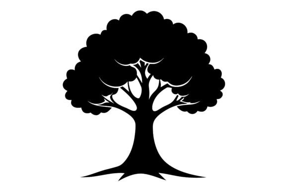 Black Oak Tree Silhouette Clip Art for Creative Projects