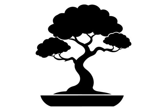 Bonsai Tree Clip Art Black Silhouette: A Minimalist Design Essential