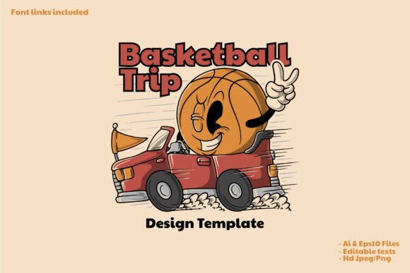 Cartoon Basketball Mascot Riding a Car: A Dynamic Identity for Bold Branding