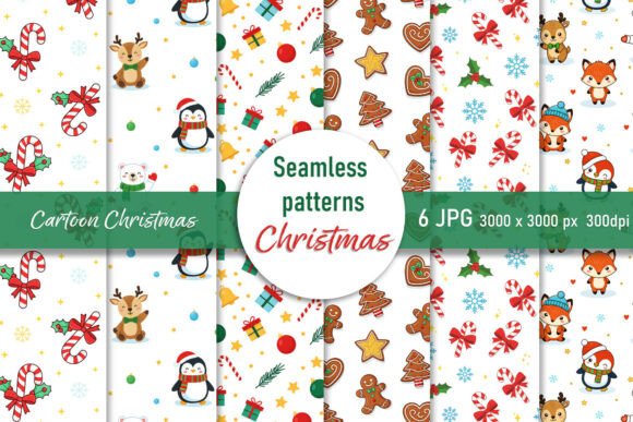 Cartoon Christmas Seamless Patterns for Festive Creativity