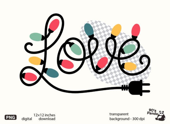 Christmas Lights - Love PNG Design: A Versatile Tool for Modern Creative Projects