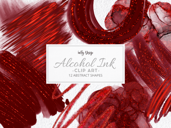 Deep Red Alcohol Ink Clip Art