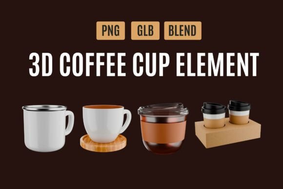 Enhance Your Creative Projects with Modern 3D Coffee Cup Pack 04