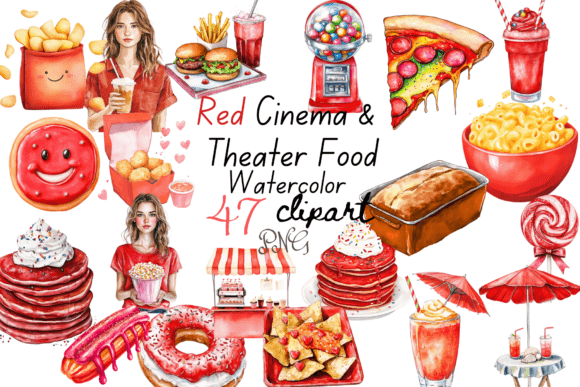 Enhancing Visual Design with Red Cinema Theater Food Clipart