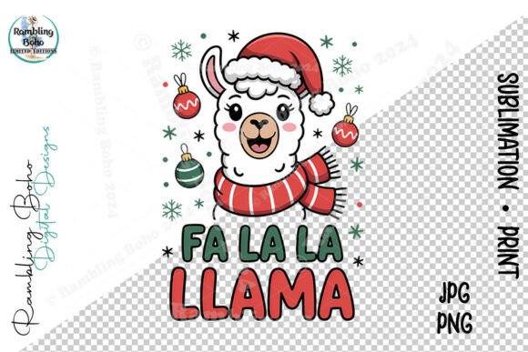 Fa La La LLama Funny Christmas Cartoon: A Joyful Design for Holiday Crafting