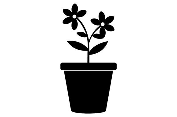 Flowering Plant Pot Clip Art Black