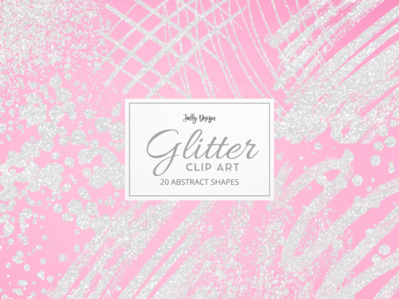 Glam White Glitter Abstract Clip Art