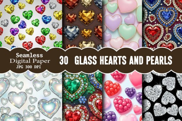 Glass Hearts and Pearls Seamless Pattern – A Creative Catalyst for Crafters and Designers