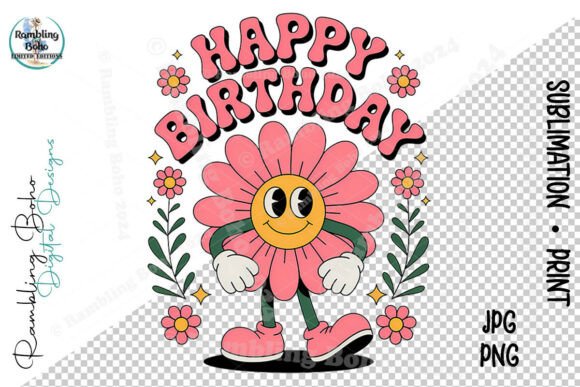 Happy Birthday Retro Vintage Flower Dude