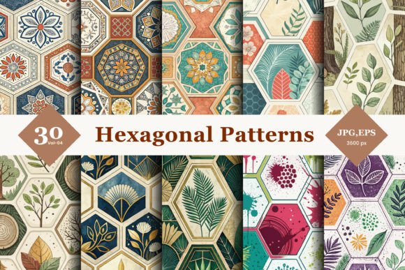 Hexagonal Seamless Patterns 04: Creative Design Made Effortless