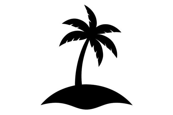 Island with Palm Tree Clip Art Black – A Must-Have for Designers and Creators