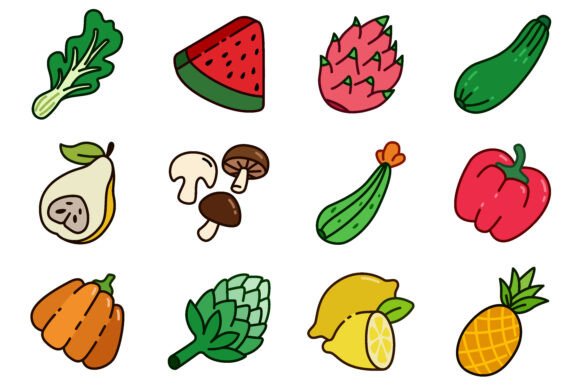 Line Style Colorful Vegetable Icons: A Modern Design Resource for Visual Storytelling