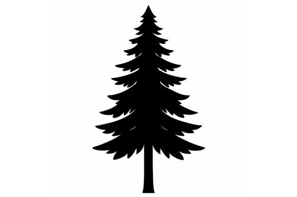 Pine Tree Clip Art Black Silhouette Design Bundle