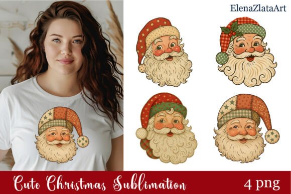 Retro Santa Christmas PNG Cliparts