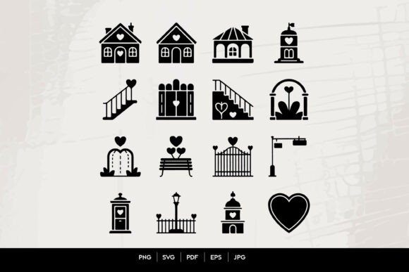 Romantic City Icons Set: Versatile Design Elements for Every Creator