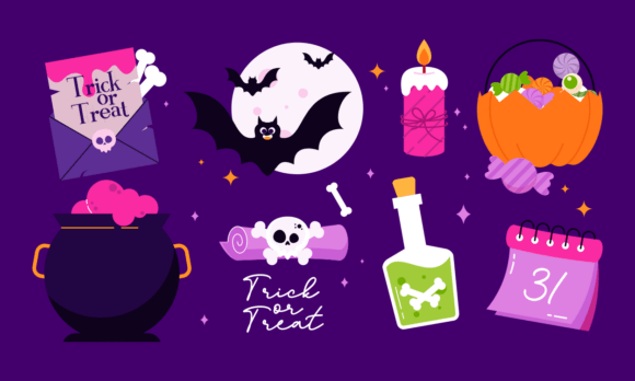 Spooky Cute Halloween Element Vector Set