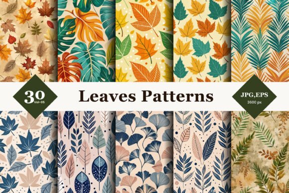 Transform Your Designs with Leaves Seamless Patterns 05