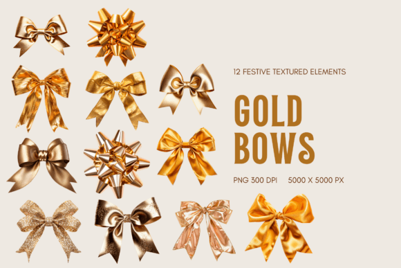 Vintage Gold Bows: Elegant Design Elements for Creative Projects