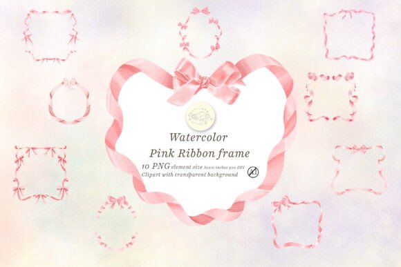 Watercolor Pink Ribbon Frame Clipart: A Timeless Design Element for Creative Projects